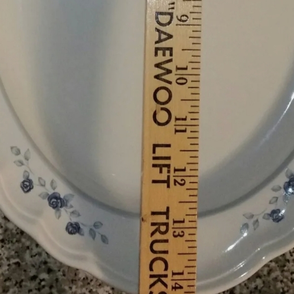 Pfaltzgraff Poetry Blue Rose Pattern Oval Serving Platter glossy 14.5" - Picture 5 of 11